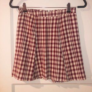 Reformation Red Check Skater Skirt